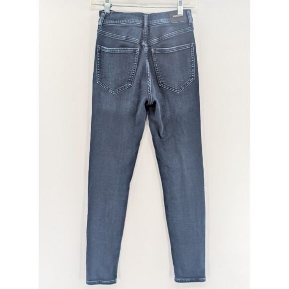 Express Dark Wash Skinny High Rise Faded Stretch Jeans Size 24/26.5 0R - Picture 2 of 8